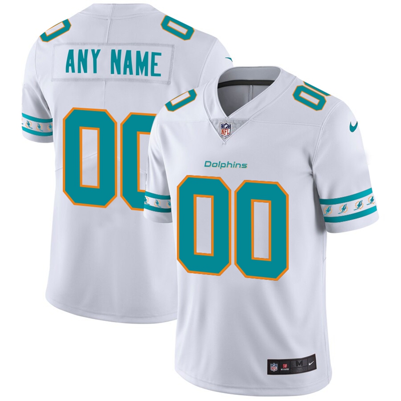 Nike Dolphins White Men's Customized 2019 New Vapor Untouchable Limited Jersey