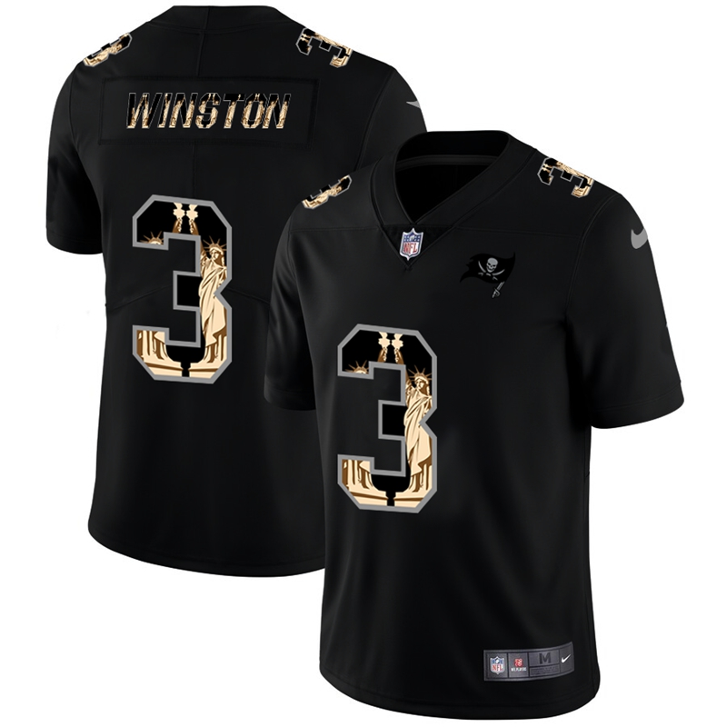 Nike Buccaneers 3 Jameis Winston Black Statue of Liberty Limited Jersey