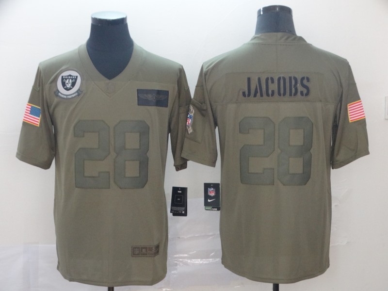 Nike Raiders 28 Josh Jacobs 2019 Olive Salute To Service Limited Jersey Nike Raiders 28 Josh Jacobs 2019 Olive Salute To Service Limited Jersey