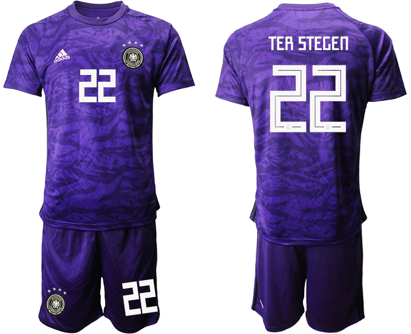 2019-20 Germany 22 TER STEGEN Purple Goalkeeper Soccer Jersey - Click Image to Close
