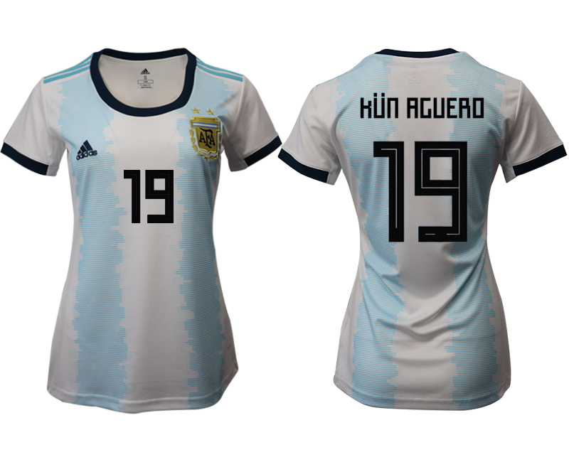 2019-20 Argentina 19 KUN AGUERO Home Women Soccer Jersey - Click Image to Close