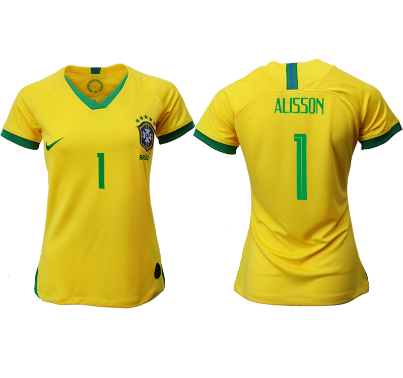 2019-20 Brazil 1 ALISSON Home Women Soccer Jersey