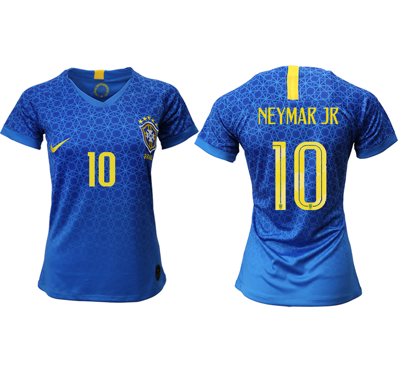 2019-20 Brazil 10 NEYMAR JR Away Women Soccer Jersey