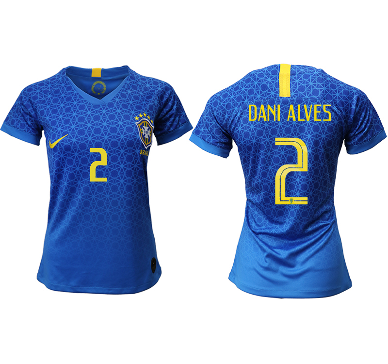 2019-20 Brazil 2 DANI ALVES Away Women Soccer Jersey - Click Image to Close