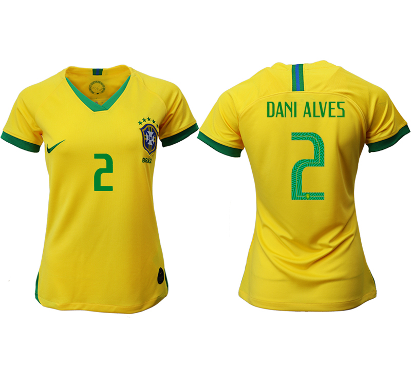 2019-20 Brazil 2 DANI ALVES Home Women Soccer Jersey