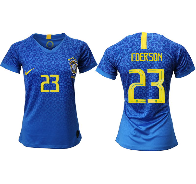 2019-20 Brazil 23 EDERSON Away Women Soccer Jersey