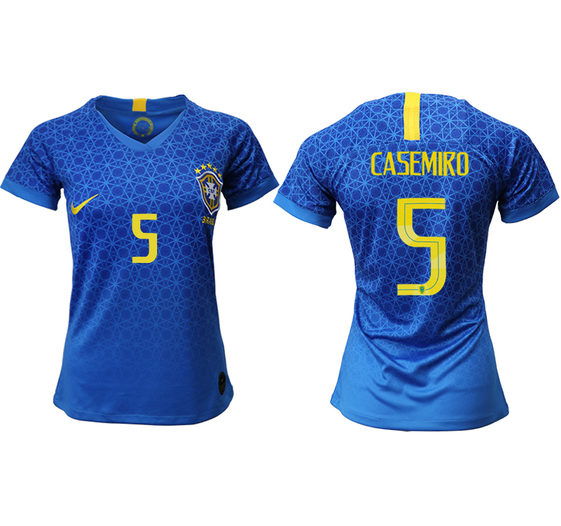 2019-20 Brazil 5 CASEMIRO Away Women Soccer Jersey - Click Image to Close