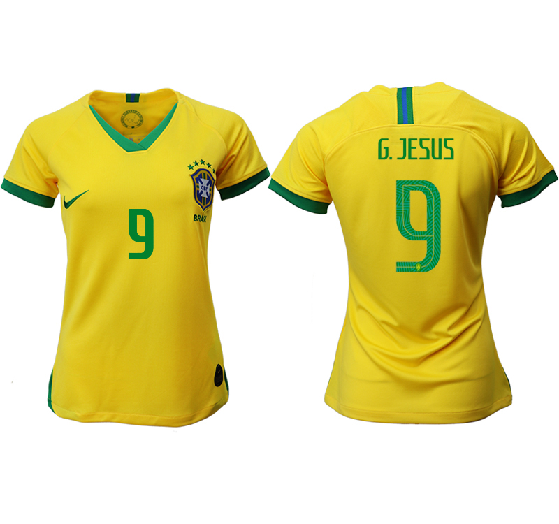 2019-20 Brazil 9 G. JESUS Home Women Soccer Jersey - Click Image to Close