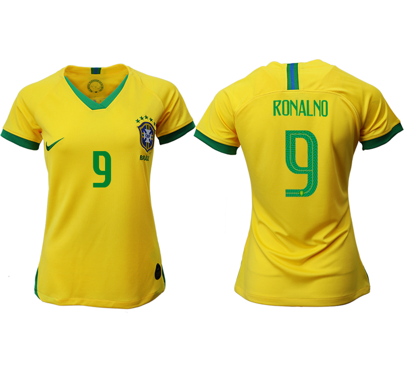 2019-20 Brazil 9 RONALNO Home Women Soccer Jersey - Click Image to Close