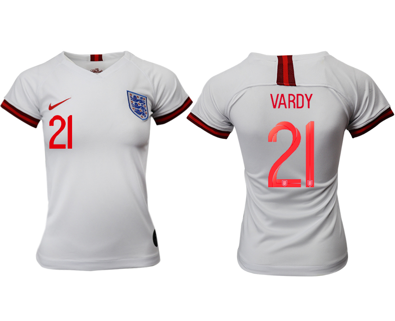2019-20 England 21 VARDY Home Women Soccer Jersey - Click Image to Close