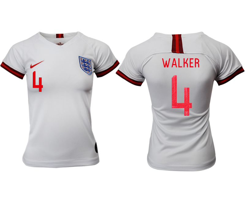 2019-20 England 4 WALKER Home Women Soccer Jersey