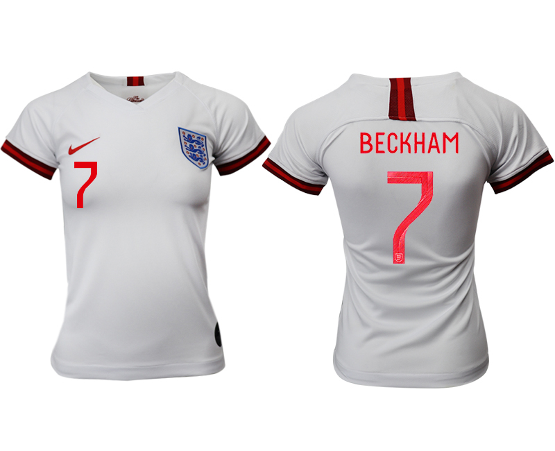 2019-20 England 7 BECKHAM Home Women Soccer Jersey - Click Image to Close