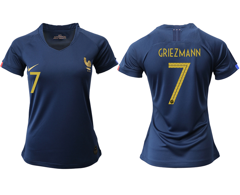 2019-20 France 7 GRIEZMANN Homen Women Soccer Jersey