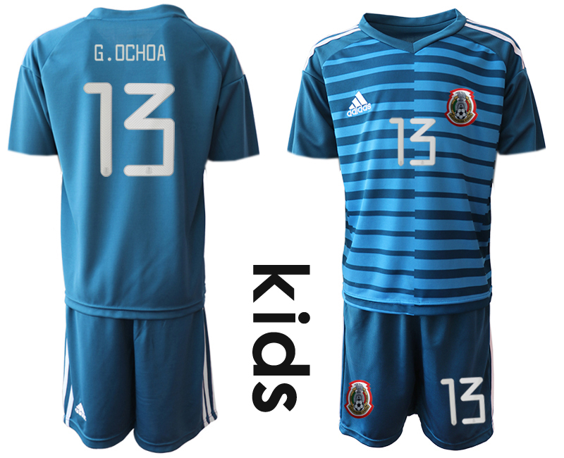 2019-20 Mexico 13 G.OCHOA Blue Youth Goalkeeper Soccer Jersey