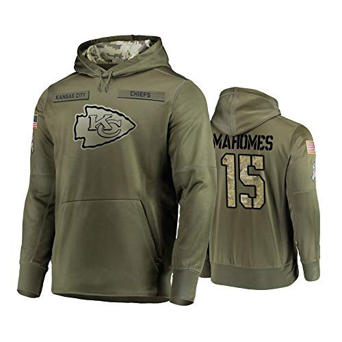 Nike Chiefs 15 Patrick Mahomes 2019 Salute To Service Stitched Hooded Sweatshirt