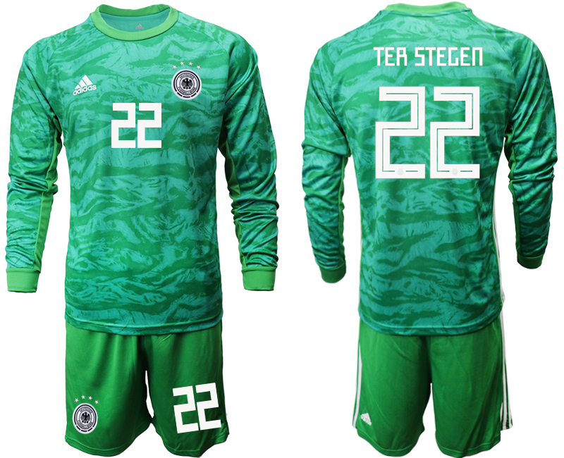 2019-20 Germany 22 TER STEGEN Green Long Sleeve Goalkeeper Soccer Jersey