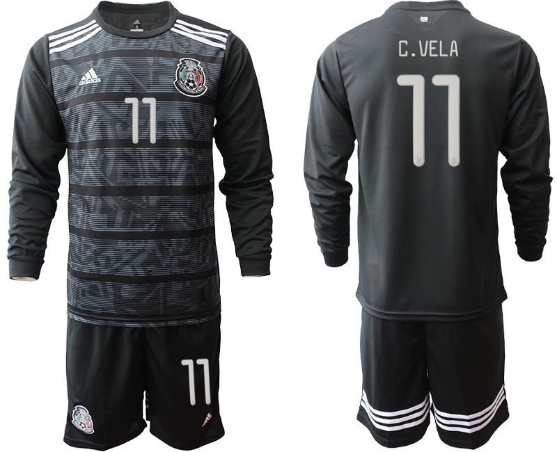 2019-20 Mexico 11 C.VELA Home Long Sleeve Soccer Jersey