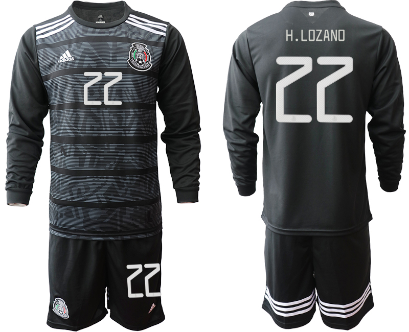 2019-20 Mexico 22 H.LOZANO Home Long Sleeve Soccer Jersey