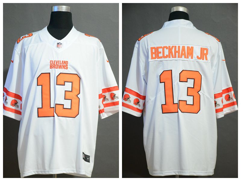 Nike Browns 13 Odell Beckham Jr. White Team Logos Fashion Vapor Limited Jersey