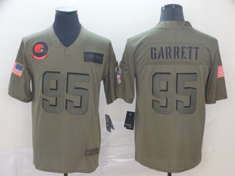 Nike Browns 95 Myles Garrett 2019 Olive Salute To Service Limited Jersey