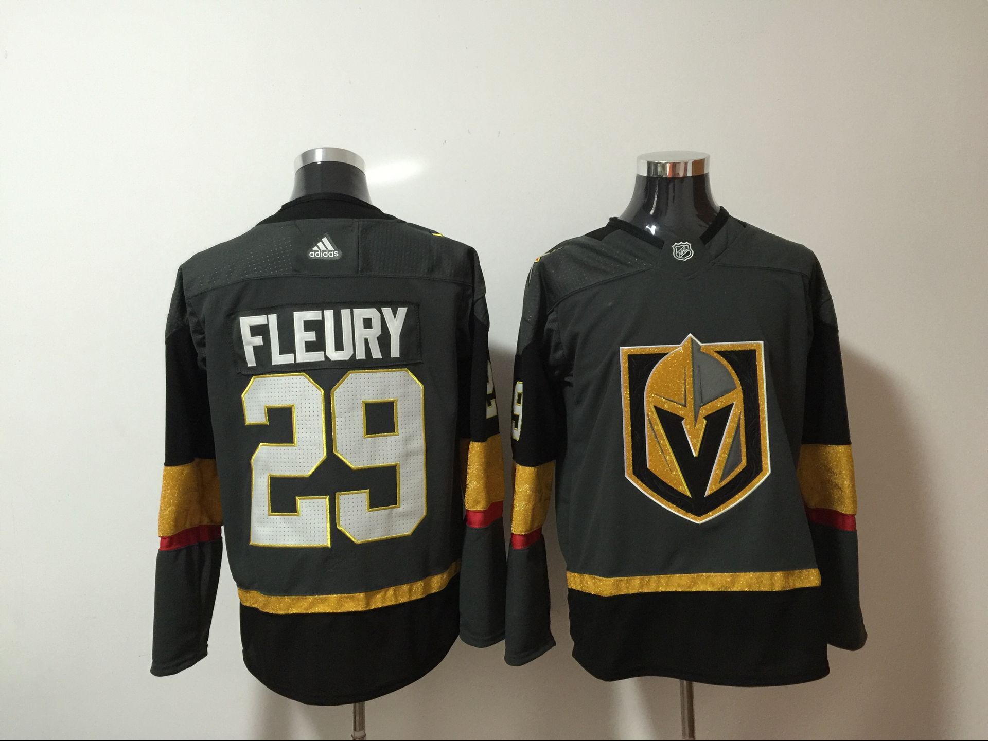 Vegas Golden Knights 29 Marc Andre Fleury Gray With Special Glittery Logo Adidas Jersey