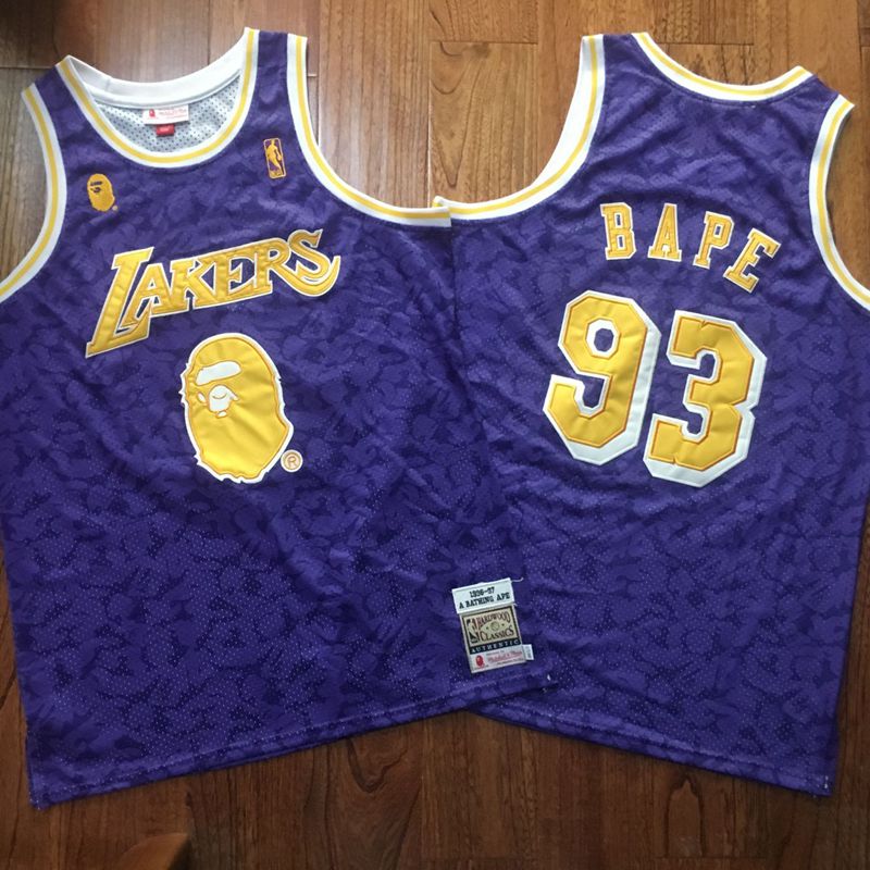 Lakers 93 Bape Purple 1996-97 Hardwood Classics Jersey