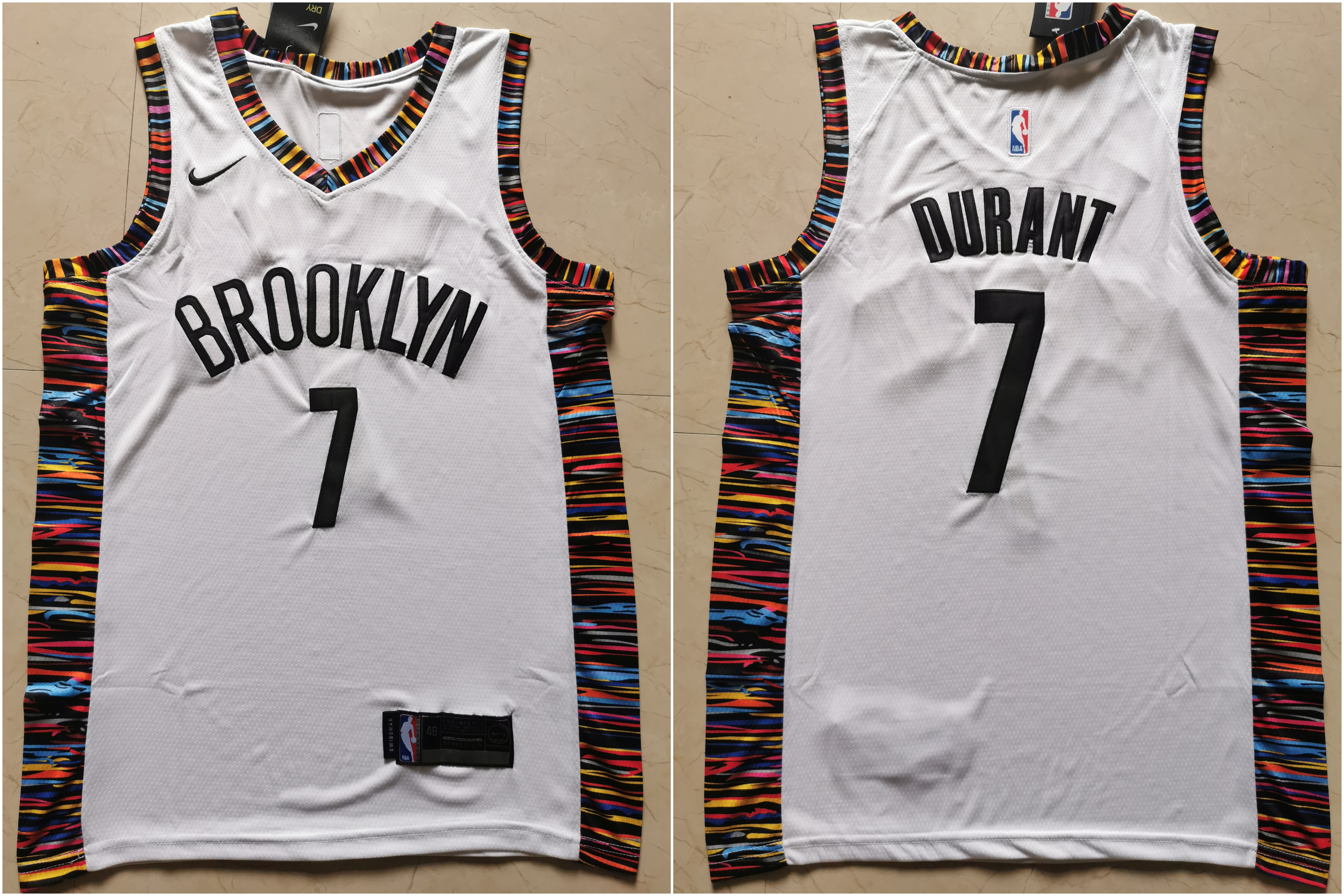 Nets 7 Kevin Durant White City Edition Nike Swingman Jersey