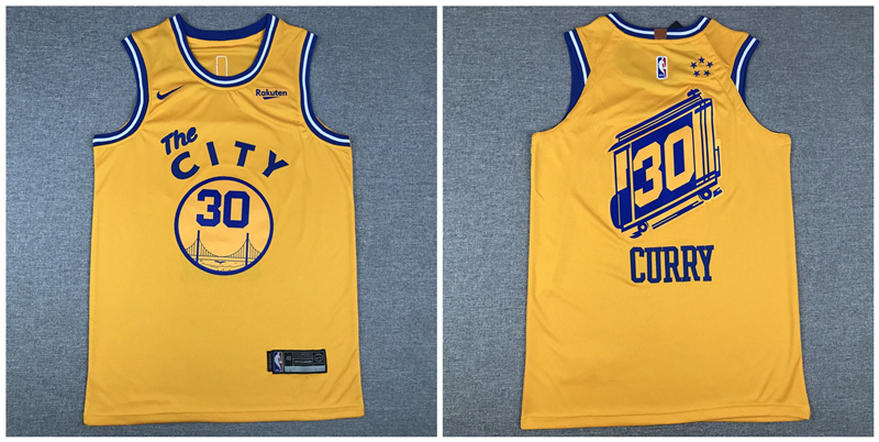 Warriors 30 Stephen Curry Yellow City Edition Nike Authentic Jersey
