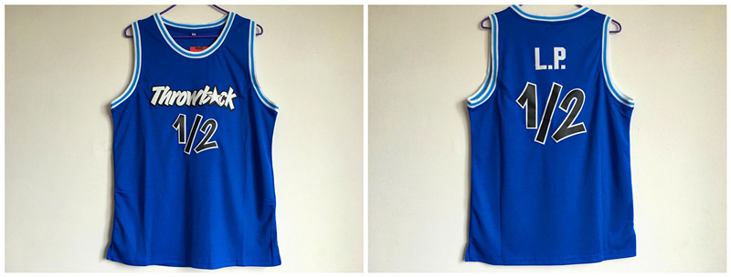Throwback L.P. 12 Blue Stitched Basketball Jersey