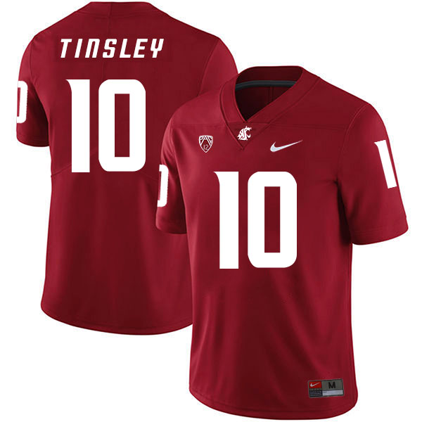 Washington State Cougars 10 Trey Tinsley Red College Football Jersey