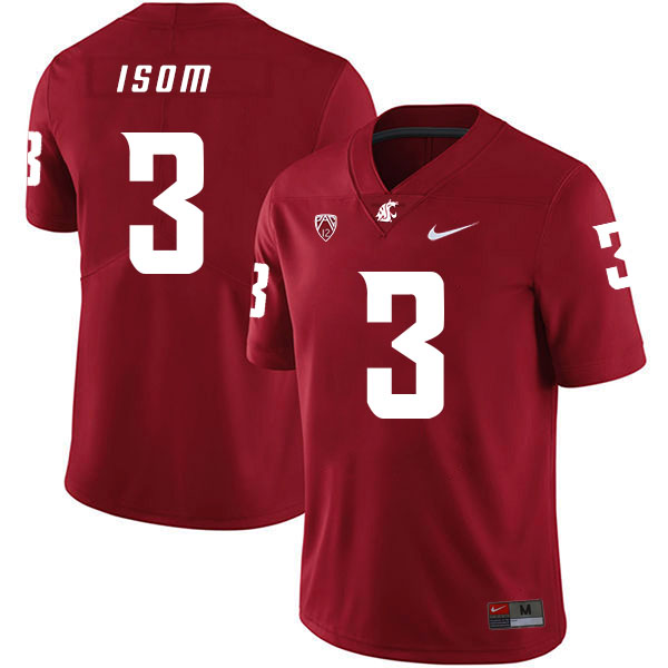 Washington State Cougars 3 Daniel Isom Red College Football Jersey
