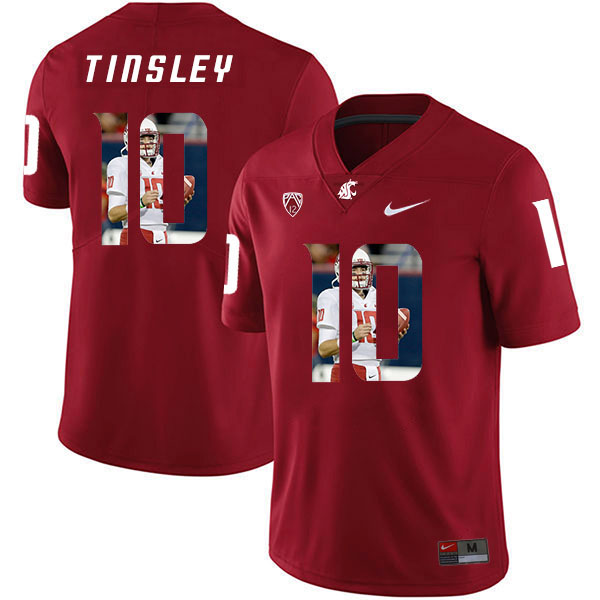 Washington State Cougars 10 Trey Tinsley Red Fashion College Football Jersey
