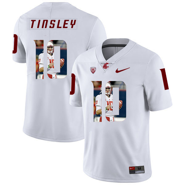 Washington State Cougars 10 Trey Tinsley White Fashion College Football Jersey