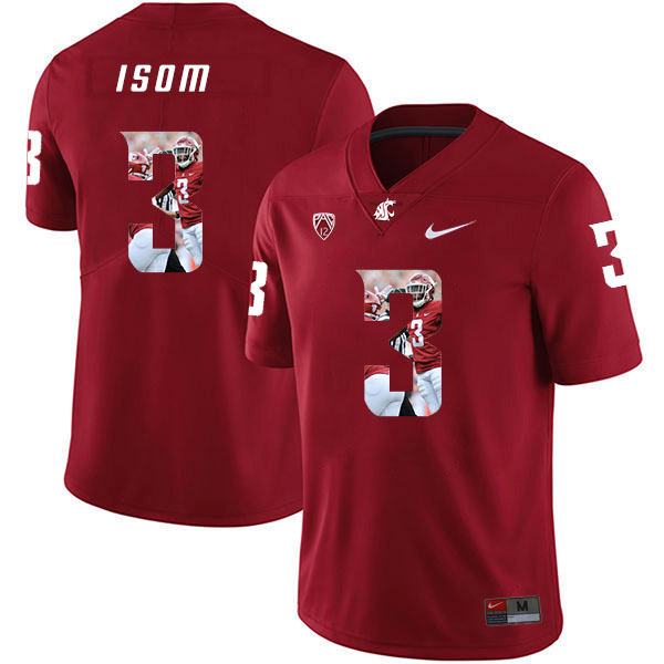 Washington State Cougars 3 Daniel Isom Red Fashion College Football Jersey