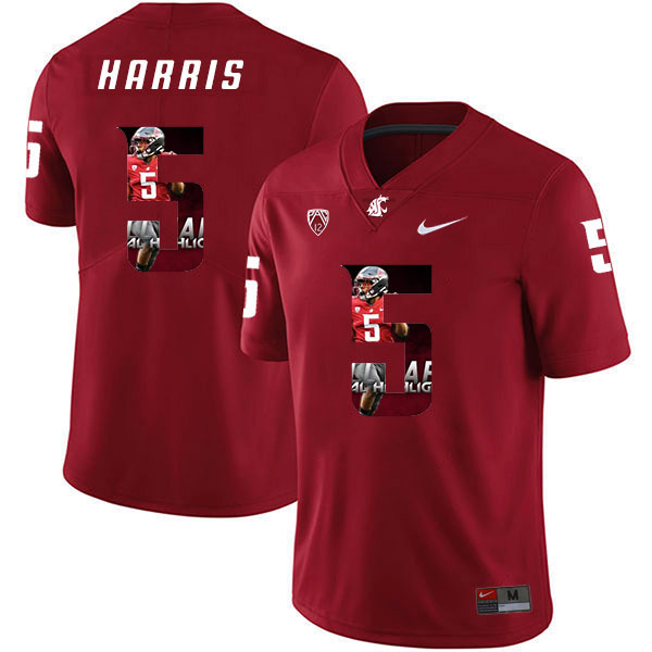 Washington State Cougars 5 Travell Harris Red Fashion College Football Jersey