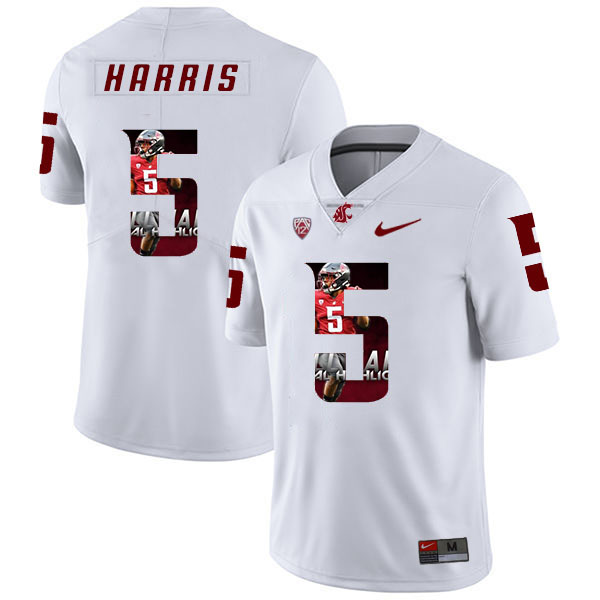 Washington State Cougars 5 Travell Harris White Fashion College Football Jersey - Click Image to Close