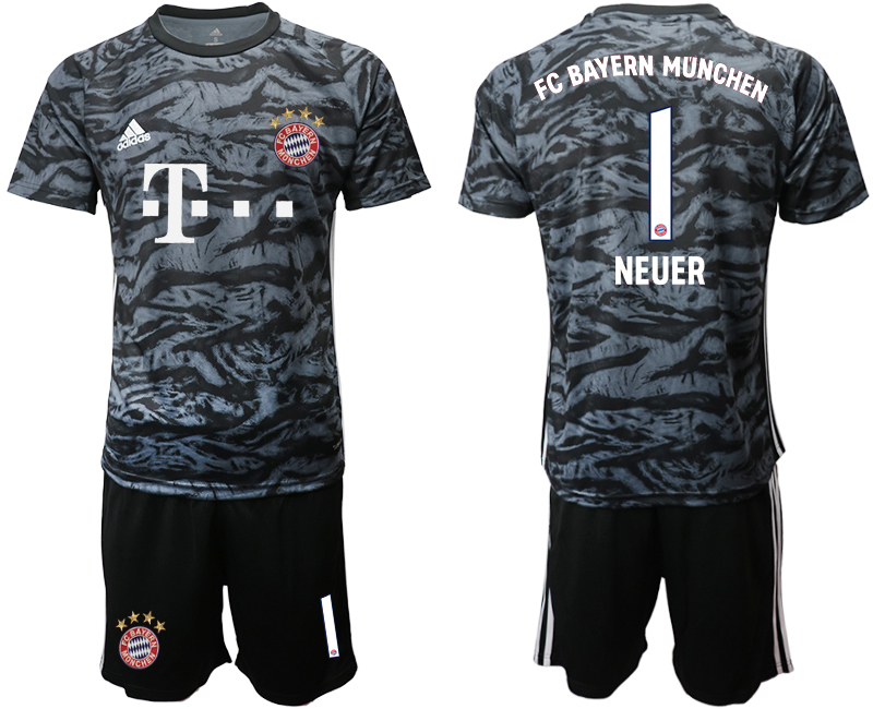 2019-20 Bayern Munich 1 NEUER Black Goalkeeper Soccer Jersey