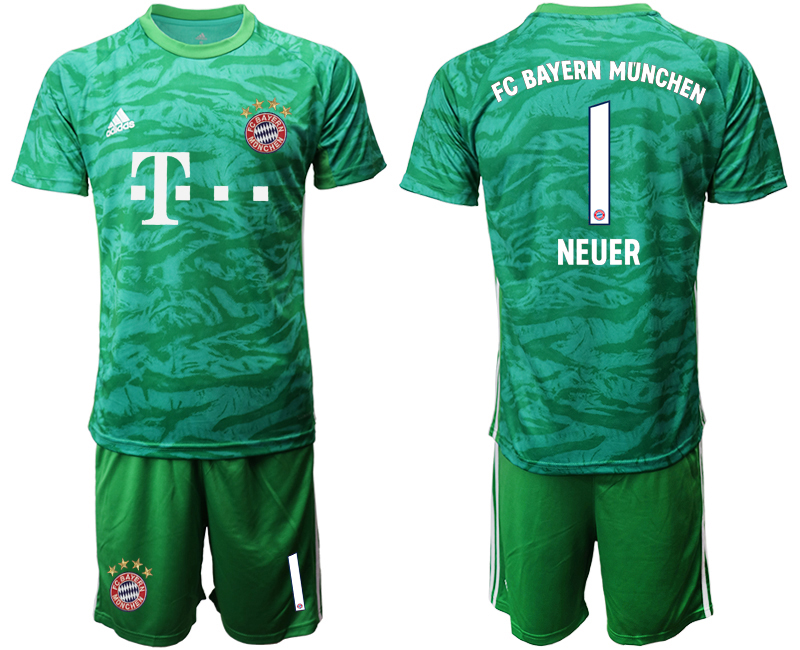 2019-20 Bayern Munich 1 NEUER Green Goalkeeper Soccer Jerseys