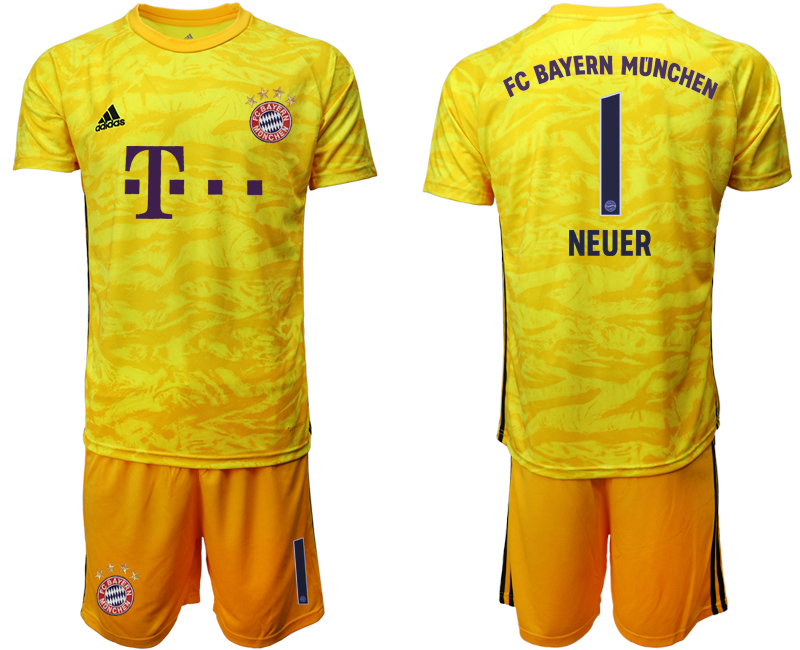 2019-20 Bayern Munich 1 NEUER Yellow Goalkeeper Soccer Jersey