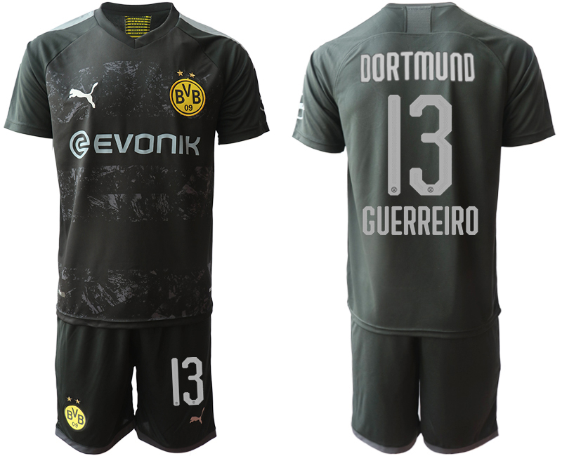 2019-20 Dortmund 13 GUERREIRO Away Soccer Jersey - Click Image to Close