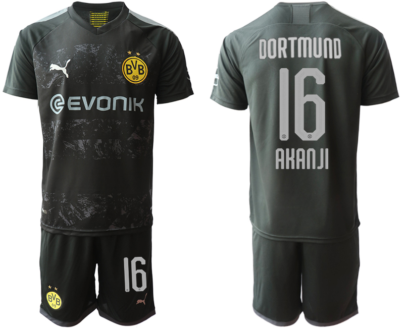 2019-20 Dortmund 16 AKANJI Away Soccer Jersey - Click Image to Close