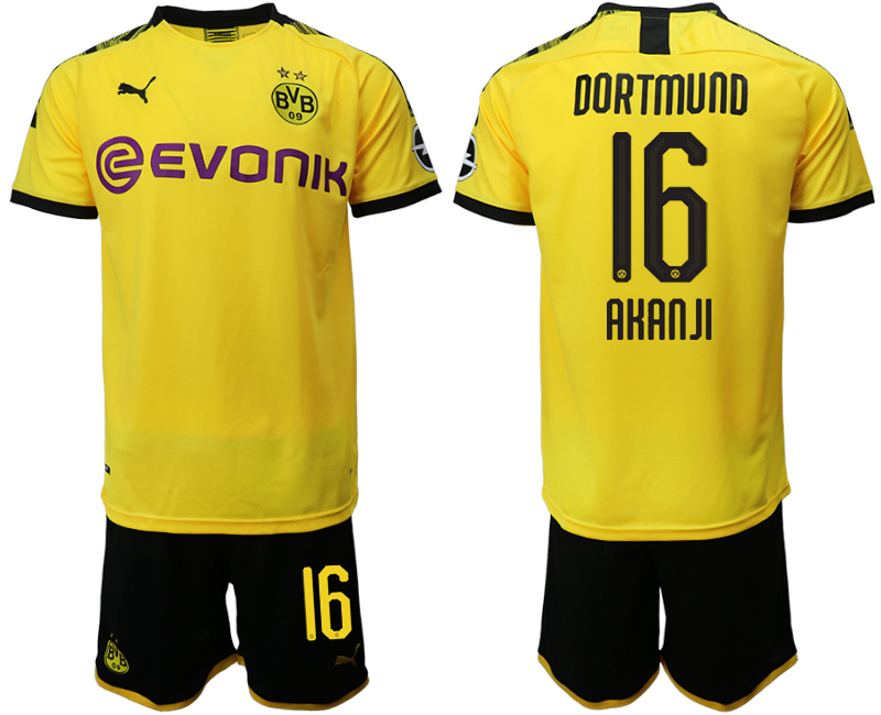 2019-20 Dortmund 16 AKANJI Home Soccer Jersey - Click Image to Close