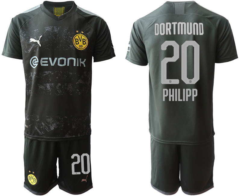 2019-20 Dortmund 20 PHILIPP Away Soccer Jersey