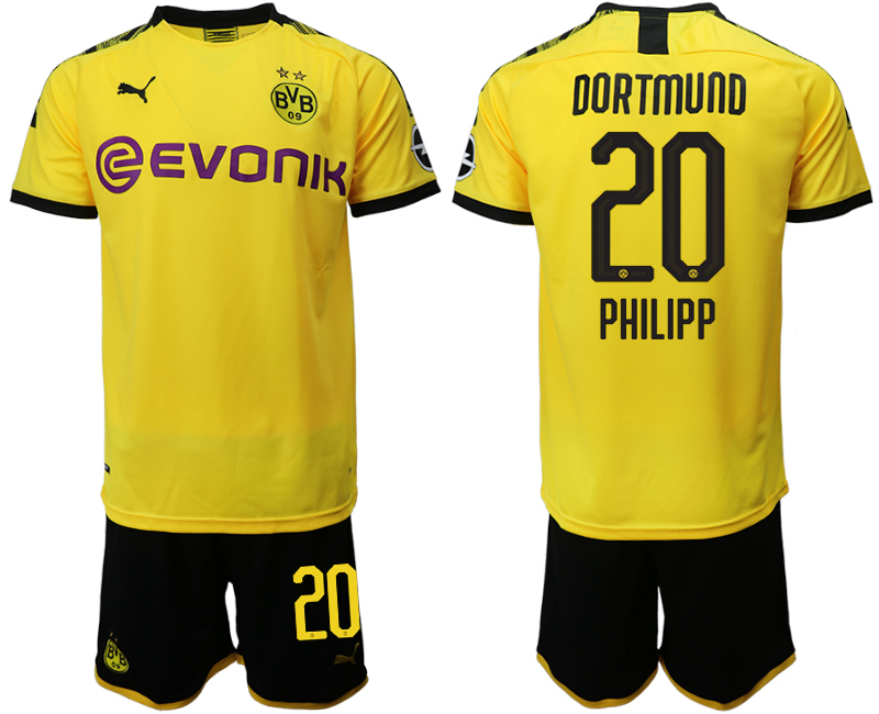 2019-20 Dortmund 20 PHILIPP Home Soccer Jersey