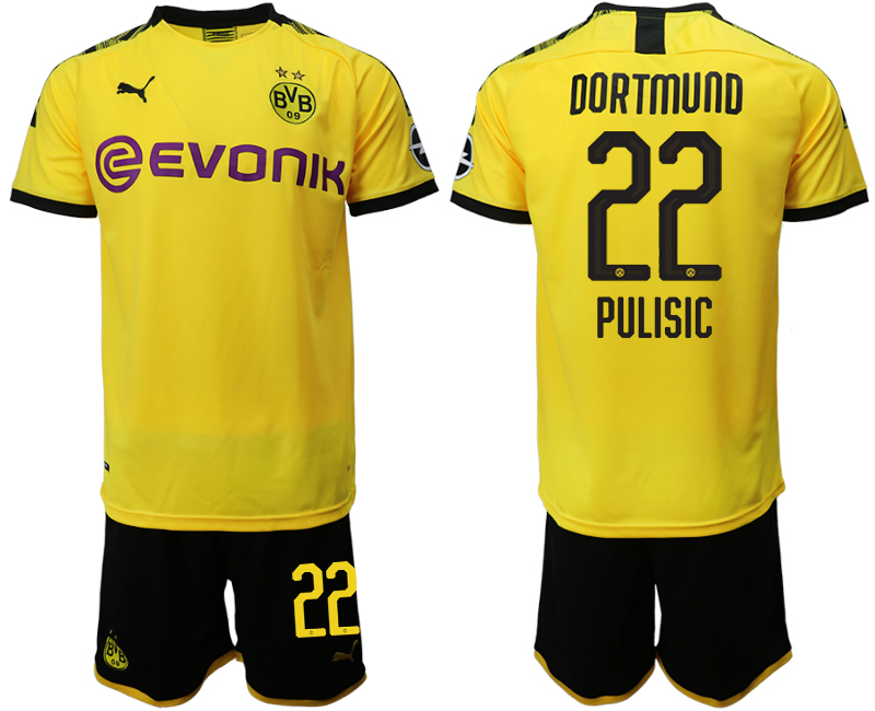 2019-20 Dortmund 22 PULISIC Home Soccer Jersey - Click Image to Close