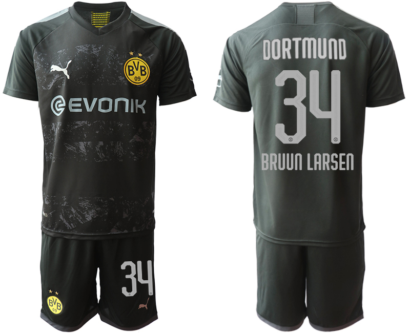 2019-20 Dortmund 34 BRUUN LARSEN Away Soccer Jersey