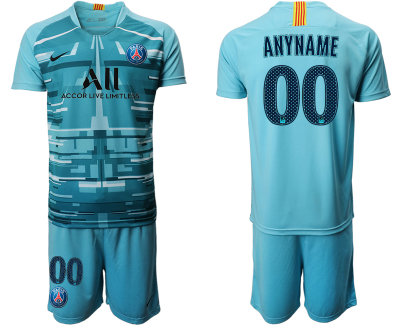 2019-20 Paris Saint-Germain Customized Lake Blue Goalkeeper Soccer Jersey
