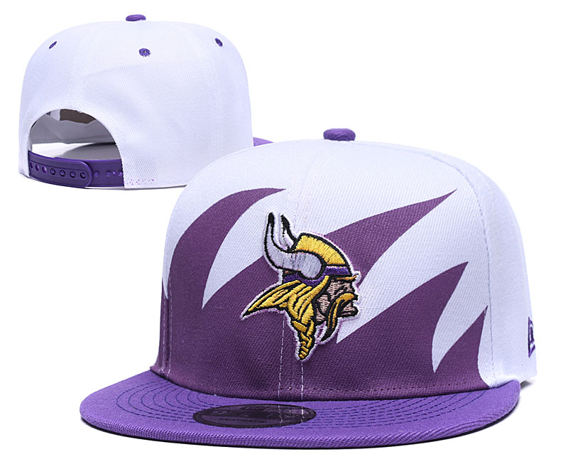 Vikings Team Logo White Purple Adjustable Hat GS