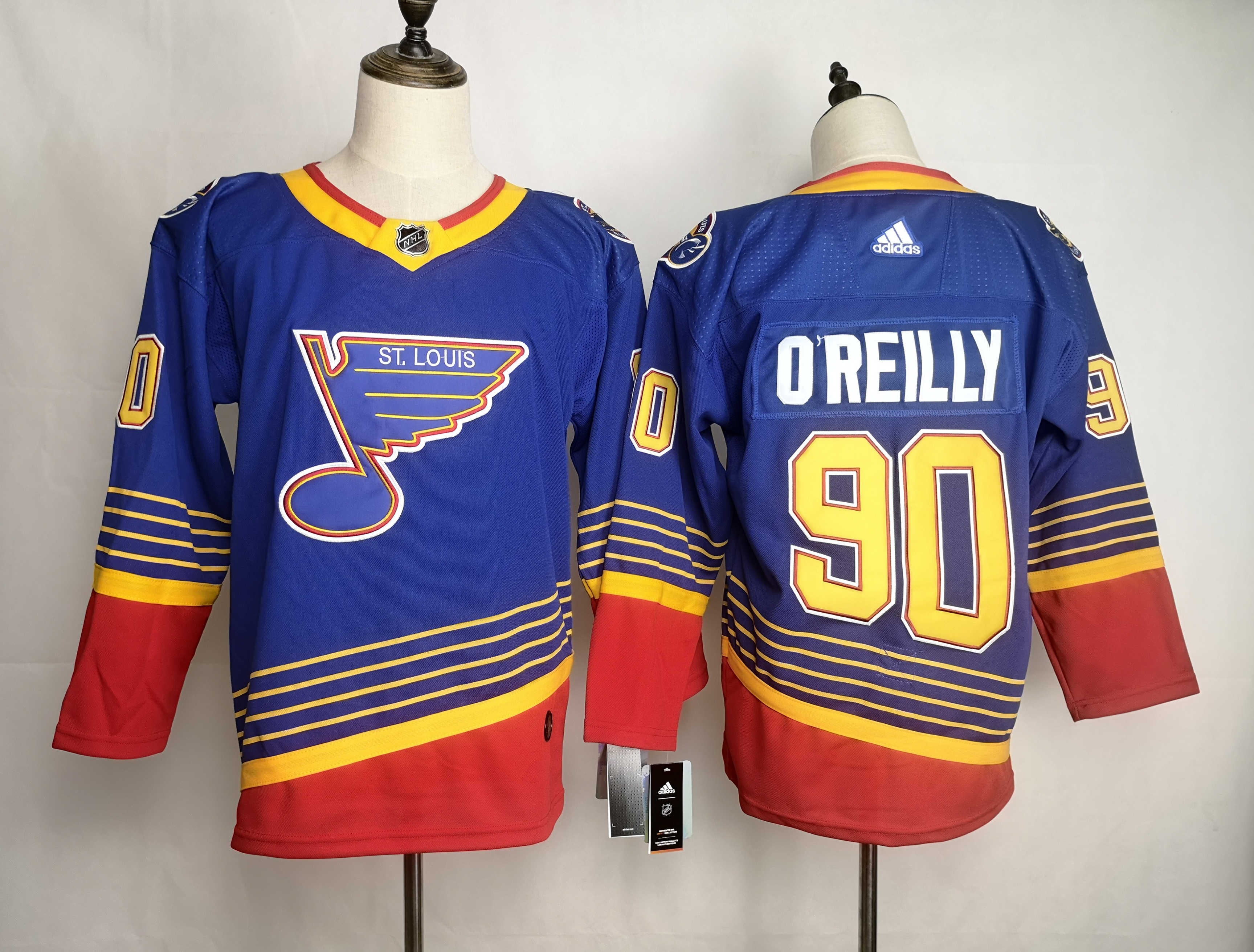 Blues 90 Ryan O'Reilly Blue Adidas Jersey