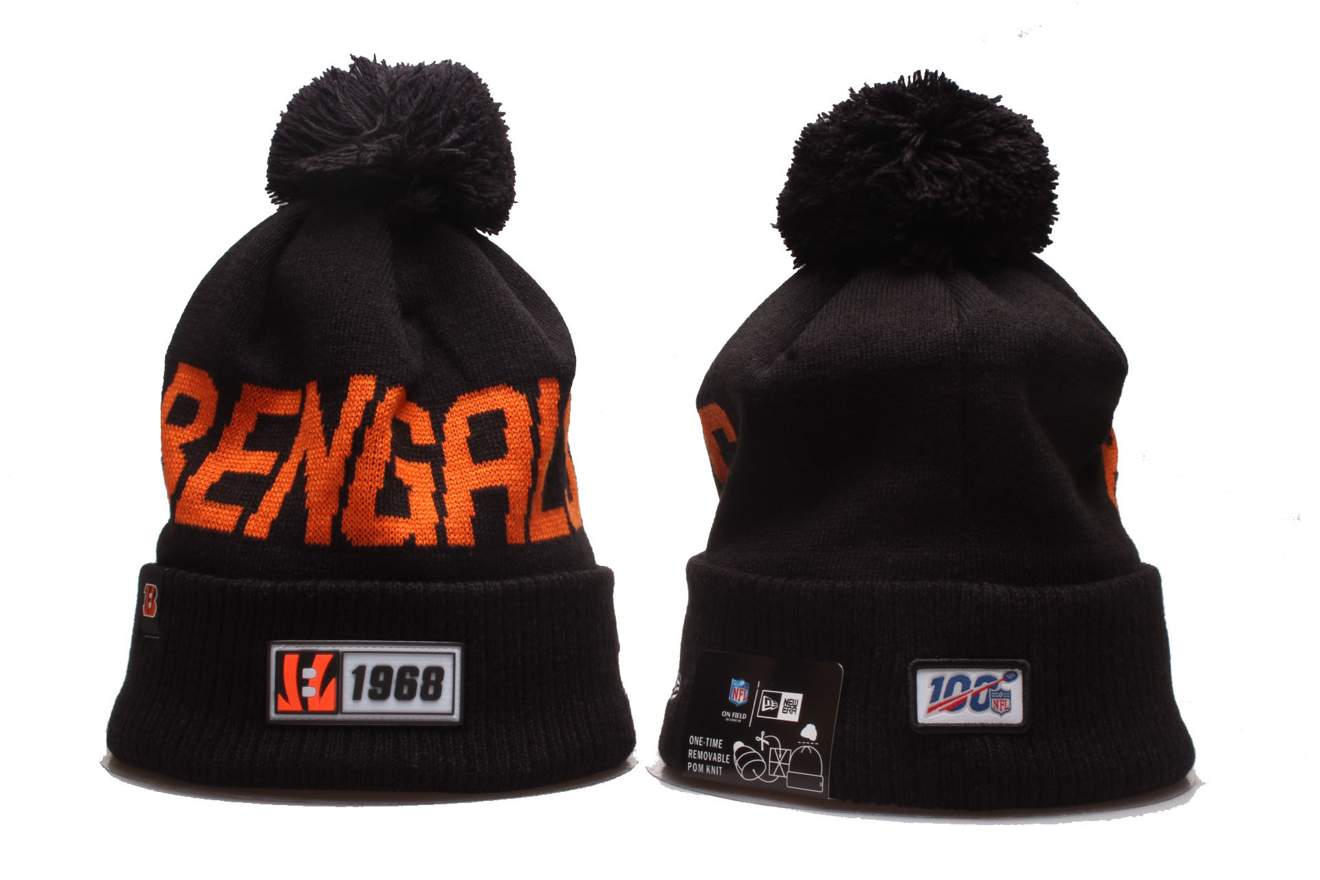 Bears Team Logo 100th Season Cuffed Pom Knit Hat YP